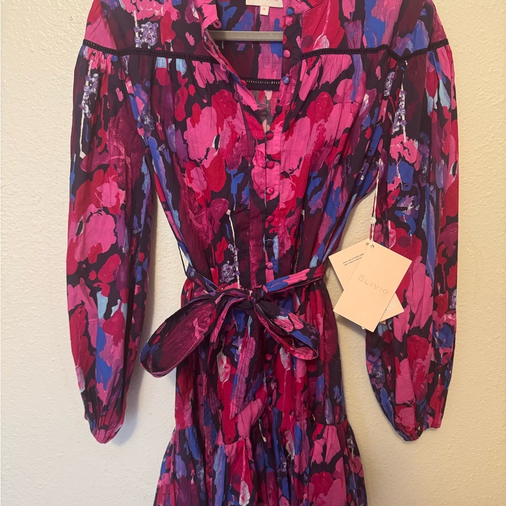 Alivia Floral Print Dress 100% cotton with belt and fabric buttons